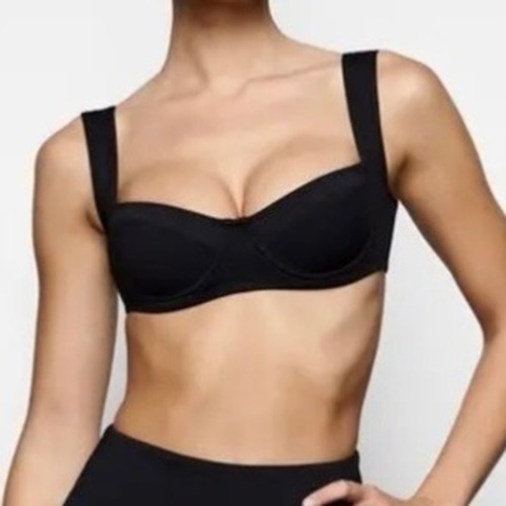 SKIMS Shaping Swim Underwire Bikini Top Onyx 3X